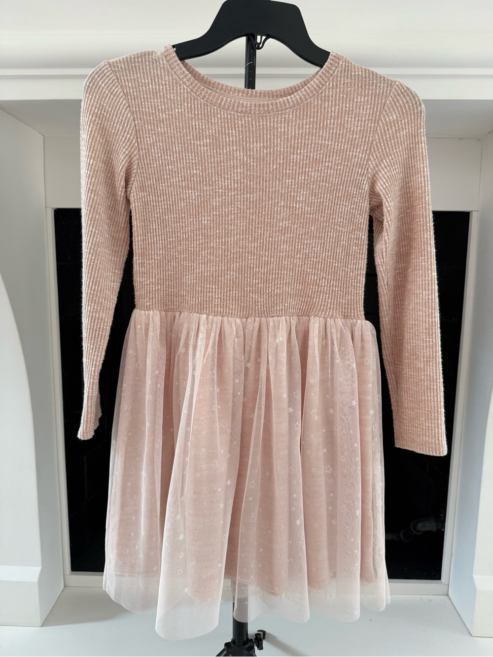 Cat & Jack Blush Pink Long-Sleeve Tulle Party Dress- Girls 7/8